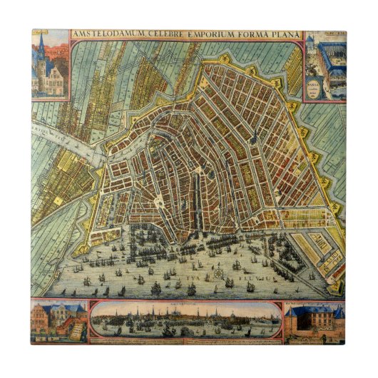 Carreau Carte des rues antiques d'Amsterdam, Pays-Bas (Devant)