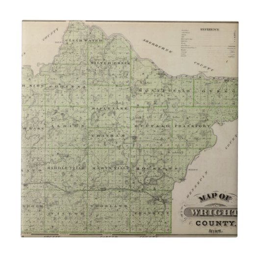 Carreau Carte du comté de Wright, Minnesota (Devant)