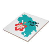 Carreau Carte du Costa Rica avec hibiscus (Côté)