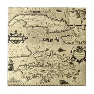 Carreau Carte du Cuba et du Hispaniola