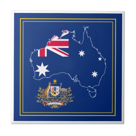 Carreau Carte du drapeau australien et Emblem (Devant)