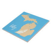 Carreau Carte du Michigan Nom personnalisé bleu Tan (Côté)