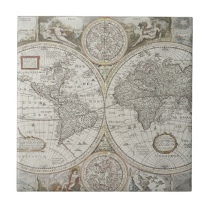 Carreau Carte du monde   1676