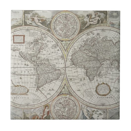 Carreau Carte du monde | 1676 (Devant)