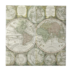 Carreau Carte du monde 1744