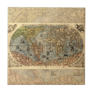 Carreau Carte du monde antique de Forlani 1565 Cartographi