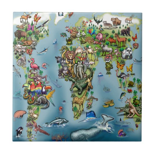 Carreau Carte du monde des animaux (Devant)