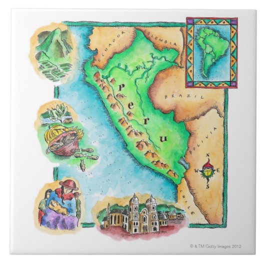 Carreau Carte du Pérou (Devant)