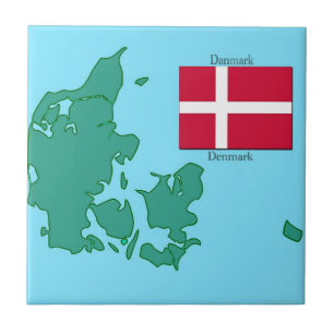 Carreau Carte et drapeau du Danemark
