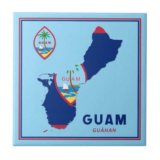 Carreau Carte et sceau du drapeau de Guam (Devant)