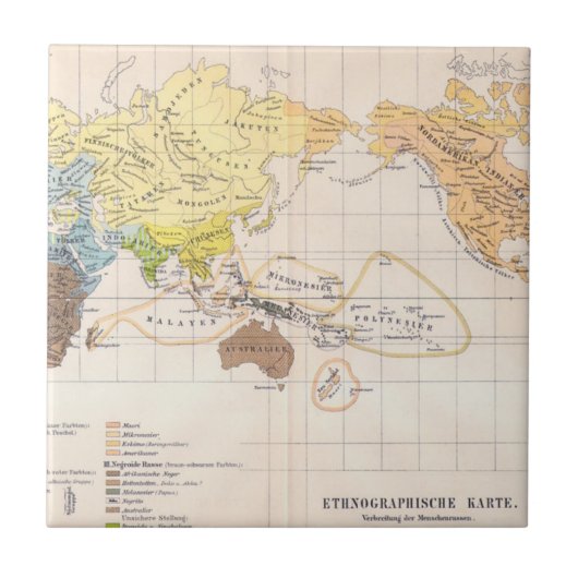 Carreau Carte ethnographique du monde (Devant)