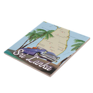 Carreau Carte illustrée détaillée de Sri Lanka