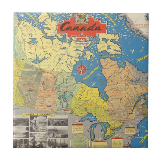 Carreau Carte imagée du Canada - points de repère (Devant)