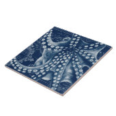 Carreau Carte Vintage de la pieuvre bleue Chic (Côté)
