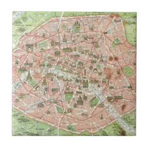 Carreau Carte vintage de Paris (1920)