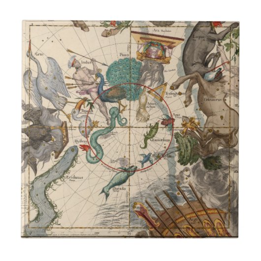 Carreau Carte vintage du Pôle du sud (Devant)