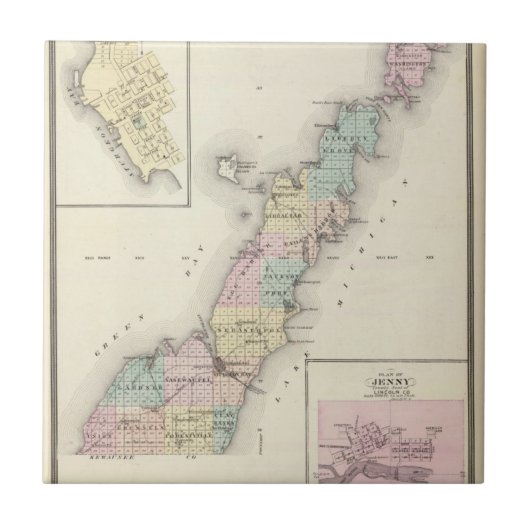 Carreau Cartes du comté de Door, baie d'esturgeon et de (Devant)