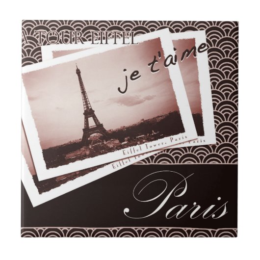Carreau Cartes postales Paris Vintage Design Tile (Devant)