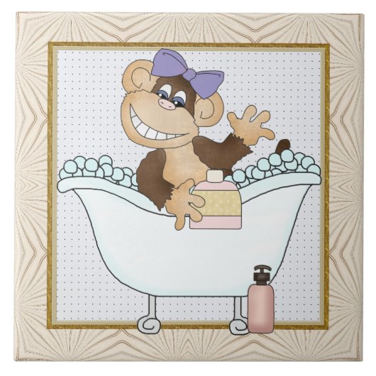 Carreau Carton Monkey Salle de bain carrelage amusant (Devant)