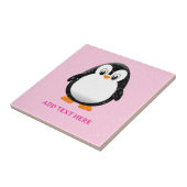 Carreau Carton Pingouin Cute Personnalisé Rose (Côté)