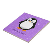 Carreau Cartoon de pingouin mignon personnalisé violet (Côté)