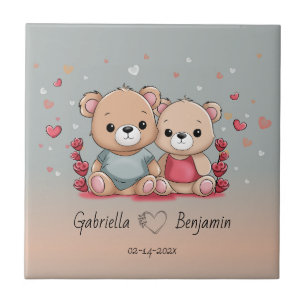 Carreau Cartoon mignon Teddy Lovers Heart Valentine's Day