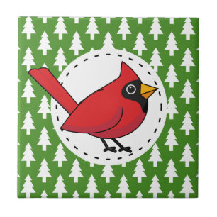 Carreau Cartoon Red Cardinal