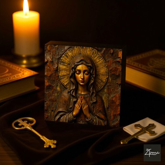 Carreau Carved Devotion  Wooden Mary