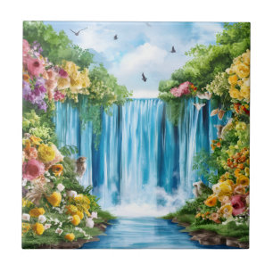 Carreau Cascade peinte à l'aquarelle