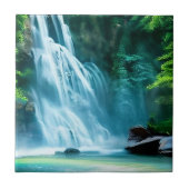Carreau Cascade serène en bleu pâle et vert (Devant)