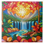 Carreau cascade tropicale Art du verre (Devant)