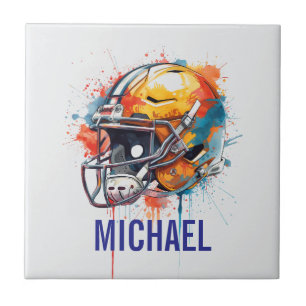 Carreau Casque de football de motivation inspirante nom