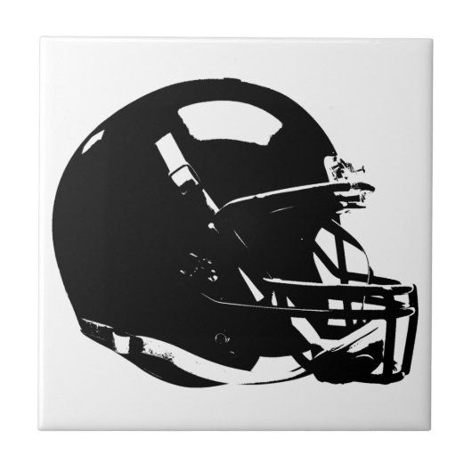 Carreau Casque noir blanc Pop Art Football (Devant)