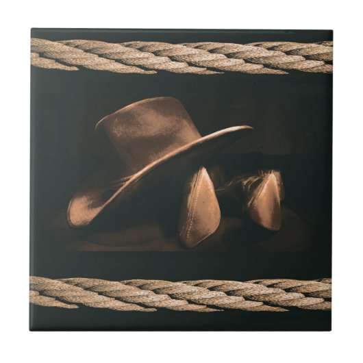 Carreau Casquette de cowboy, bottes et style occidental de (Devant)