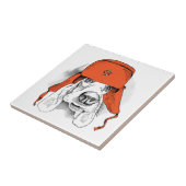 Carreau Casquette rouge de Basset Hound | Ushanka (Côté)