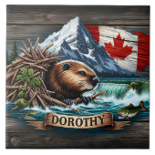 Carreau Castor canadien près des chutes d'eau dans la régi (Devant)