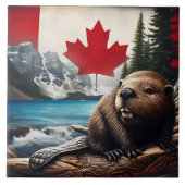 Carreau Castor dans la nature sauvage canadienne avec Arri (Devant)