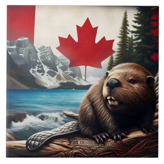 Carreau Castor dans la nature sauvage canadienne avec Arri (Devant)