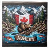 Carreau Castor par montagne et océan (Devant)