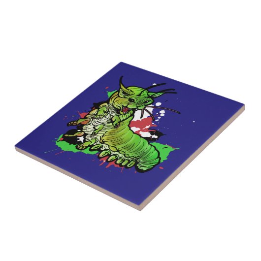 Carreau Cat Caterpillar vert (Côté)