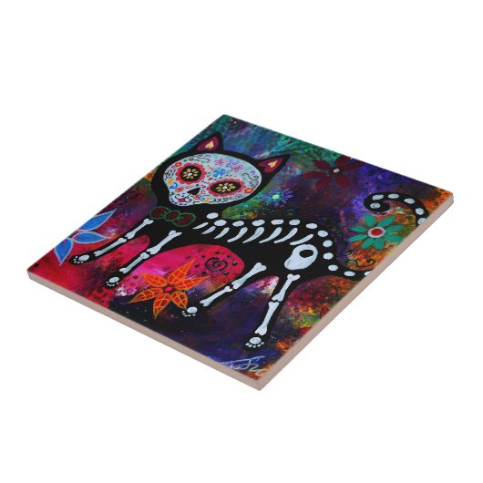 CARREAU CAT DIA DE LOS MUERTOS TILE (Côté)