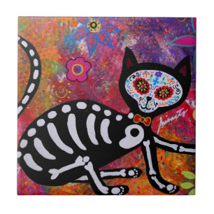 CARREAU CAT DIA DE LOS MUERTOS TILE