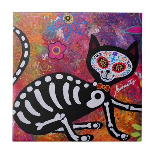 CARREAU CAT DIA DE LOS MUERTOS TILE (Devant)