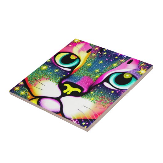 Carreau Cat Face Close Pop Art (Côté)