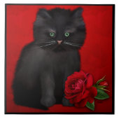 Carreau Cat with Red Rose (Devant)