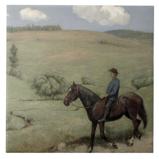 Carreau Cavalier dans un paysage, 1894 (huile à bord) (Devant)