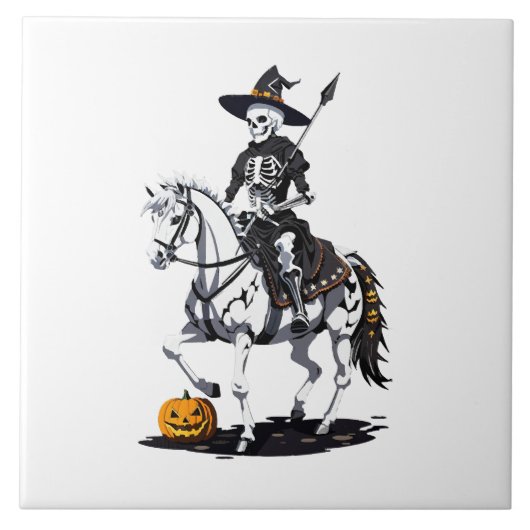 Carreau Cavalier de cheval squelette - Squelette d'Hallowe (Devant)