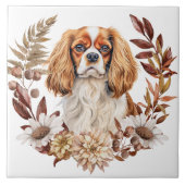 Carreau Cavalier King Charles Spaniel Automne Wreath (Devant)