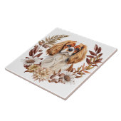 Carreau Cavalier King Charles Spaniel Automne Wreath (Côté)