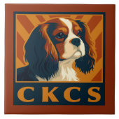 Carreau Cavalier King Charles Spaniel CKCS Retro (Devant)